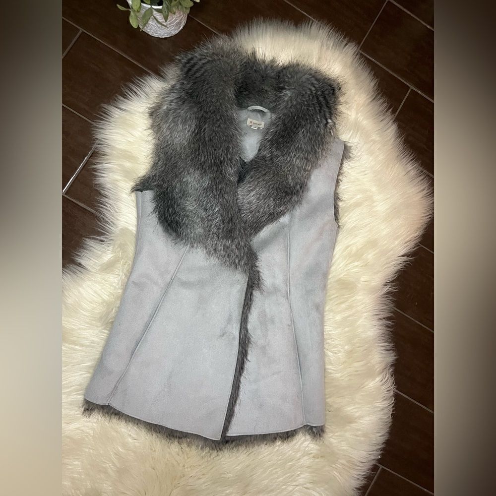 Cremieux faux feather sleeveless vest sz XS